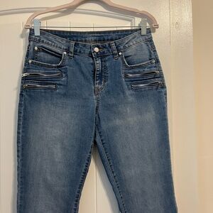 Jennifer Lopez Denim Blue Skinny Jeans with Zipper Details